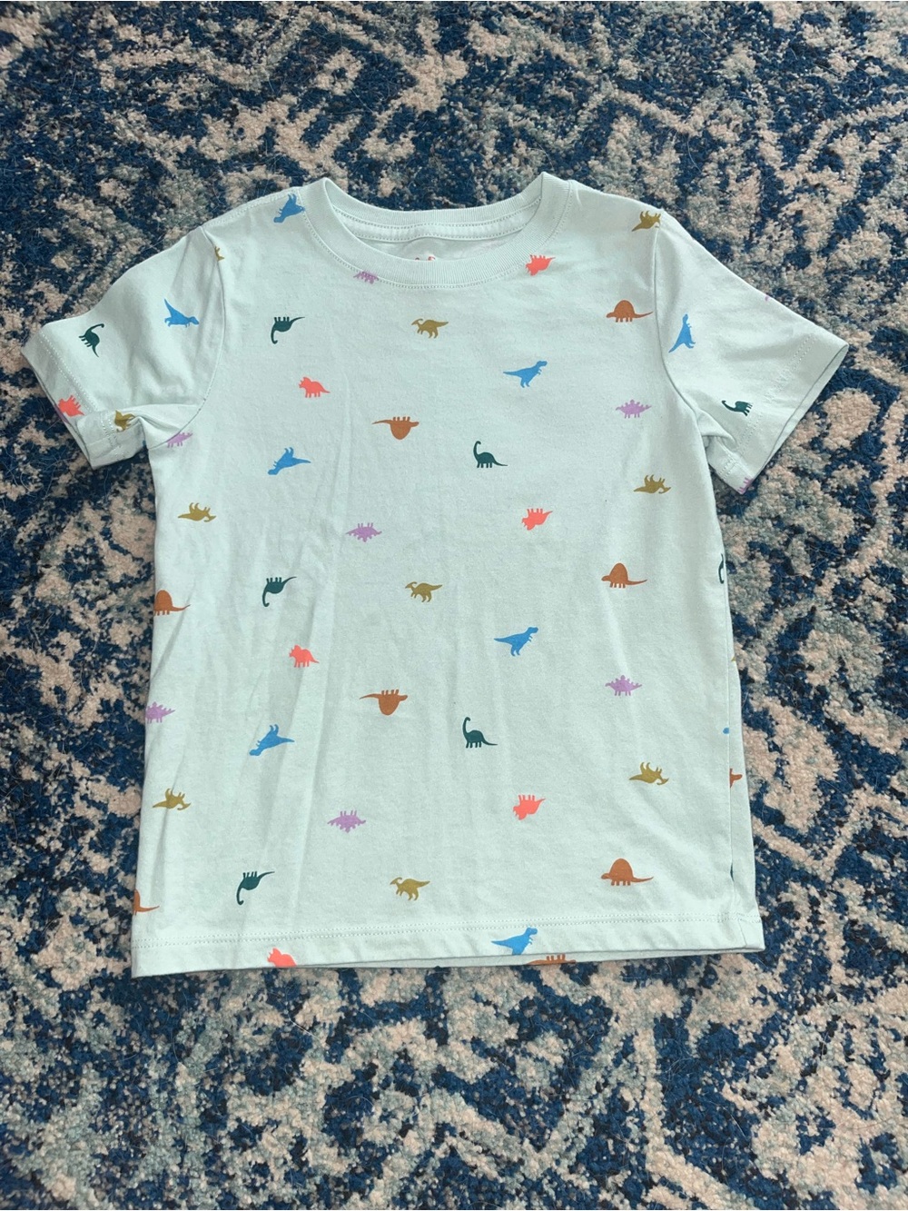 Cat & Jack Light Blue Short Sleeve Tee with Multicolor Dinosaur Prints